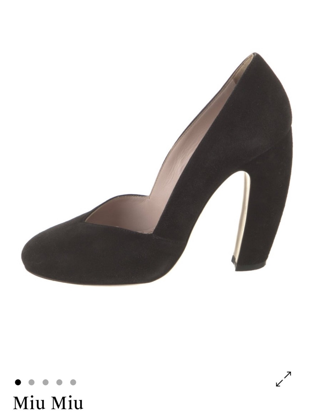 Miu Miu Black Suede Curved High Heel Pump